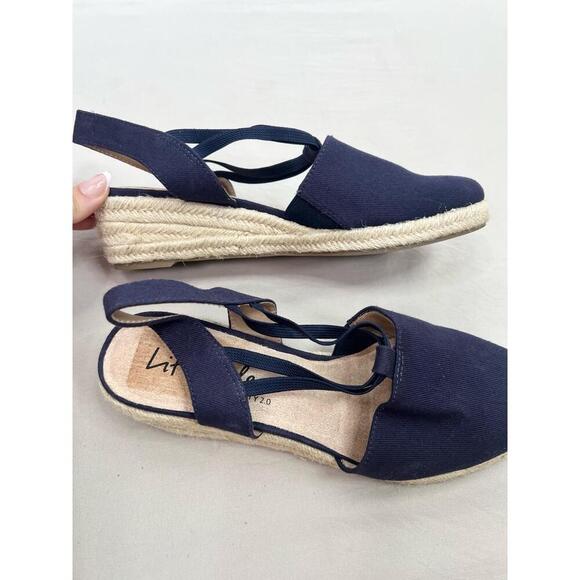 LifeStride Katrina 2 Shoes Size US 8.5 Navy Blue Espadrilles Wedge Canvas - Picture 4 of 13
